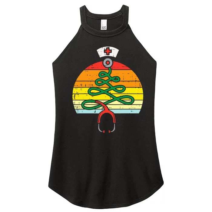 Vintage Nurse Christmas Tree Holiday Gift Women’s Perfect Tri Rocker Tank