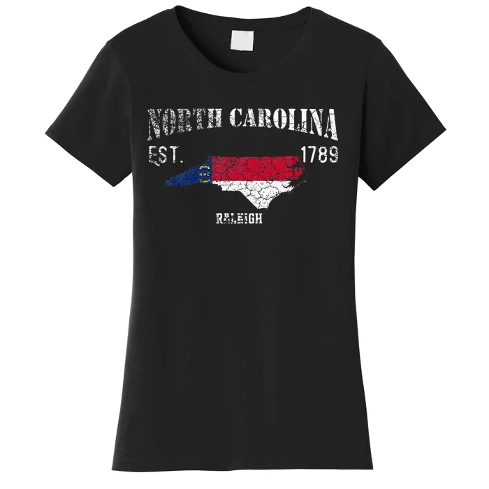 Vintage North Carolina Us State Flag And Map Raleigh Women's T-Shirt