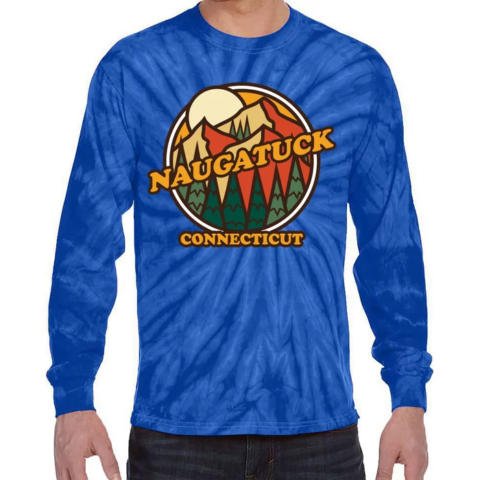 Vintage Naugatuck Connecticut Mountain Hiking Souvenir Print Cool Gift Tie-Dye Long Sleeve Shirt