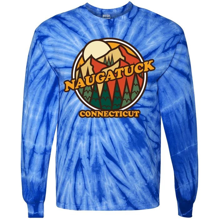 Vintage Naugatuck Connecticut Mountain Hiking Souvenir Print Cool Gift Tie-Dye Long Sleeve Shirt