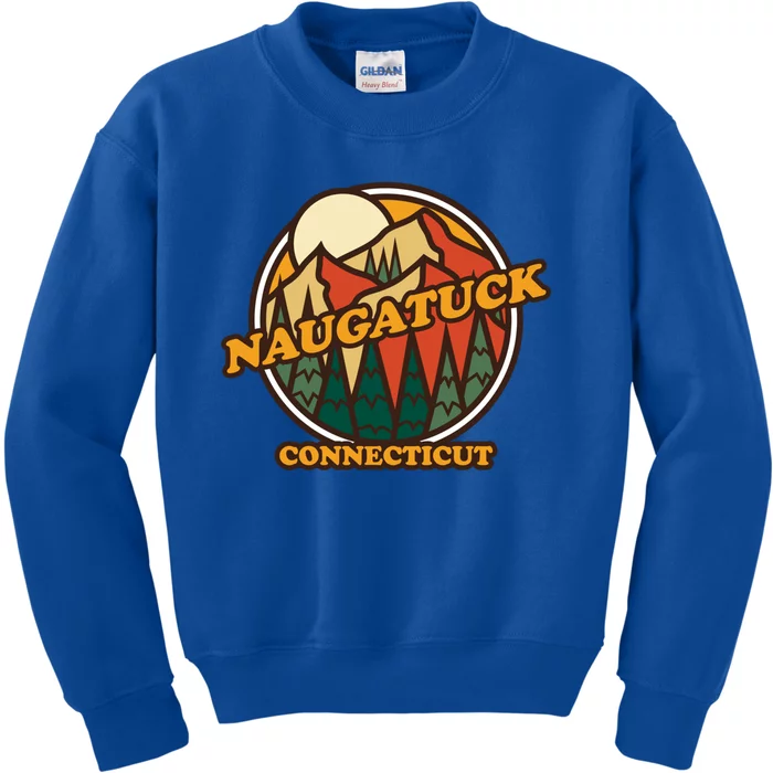 Vintage Naugatuck Connecticut Mountain Hiking Souvenir Print Cool Gift Kids Sweatshirt