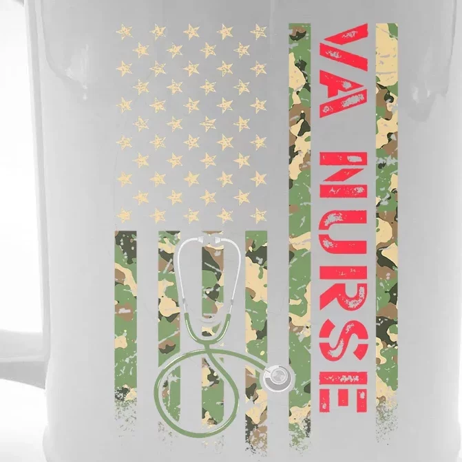 VA Nurse Camouflage American Flag Patriotic Military Hero Premium Front & Back Beer Stein