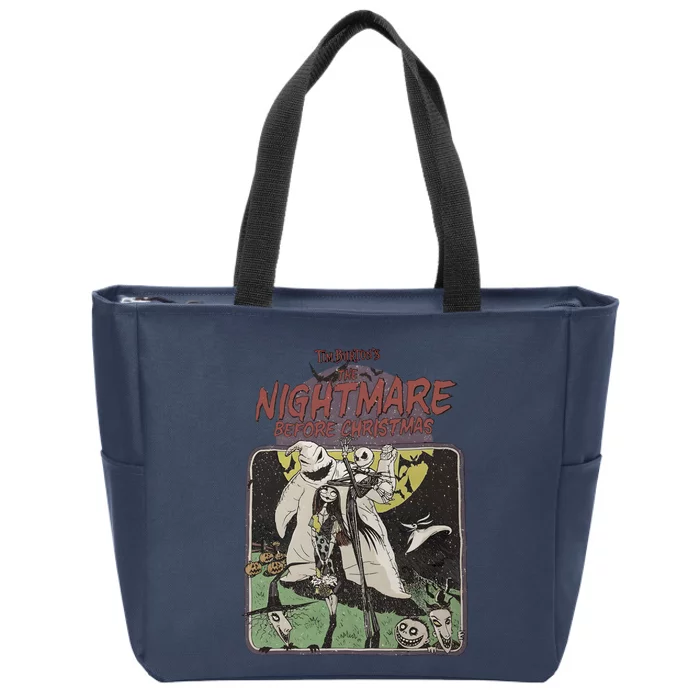 Vintage Nightmare Christmas Jack And Sally Oog!ie Boog!ie Lock Shock Barrel Zip Tote Bag