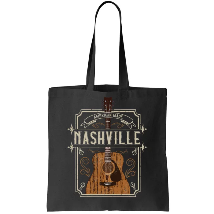 Vintage Nashville Country Music Guitar Player Souvenirs Tote Bag