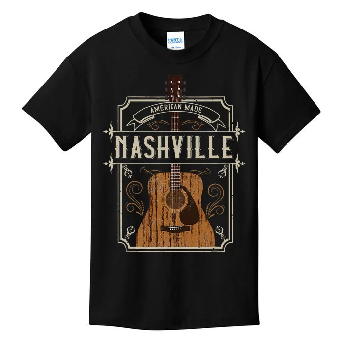 Vintage Nashville Country Music Guitar Player Souvenirs Kids T-Shirt