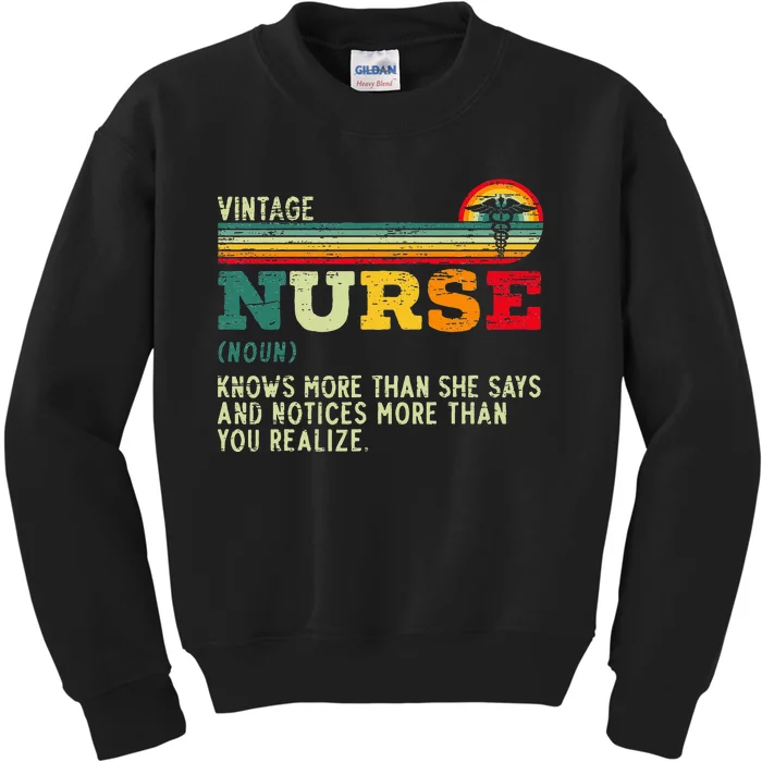 Vintage Nurse Definition Hospital Medical Registered Nursing Kids Sweatshirt