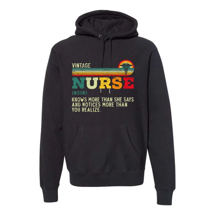 Vintage Nurse Definition Hospital Medical Registered Nursing Premium Hoodie