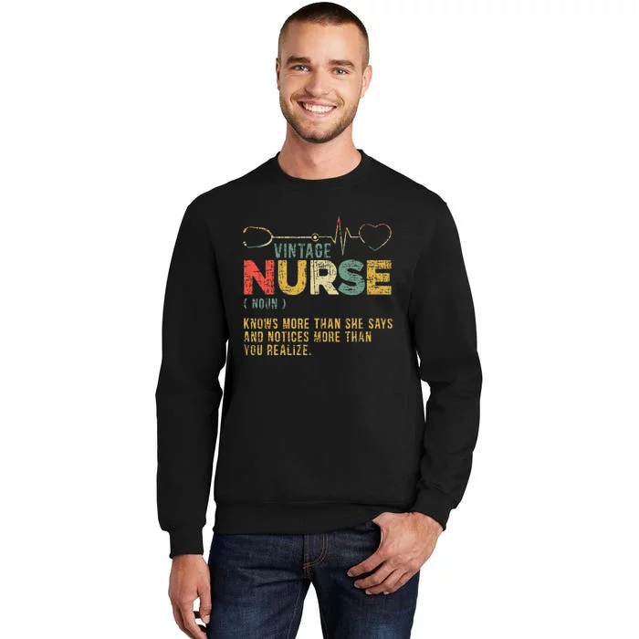 Vintage Nurse Definition Hospital Medical Registered Tall Sweatshirt