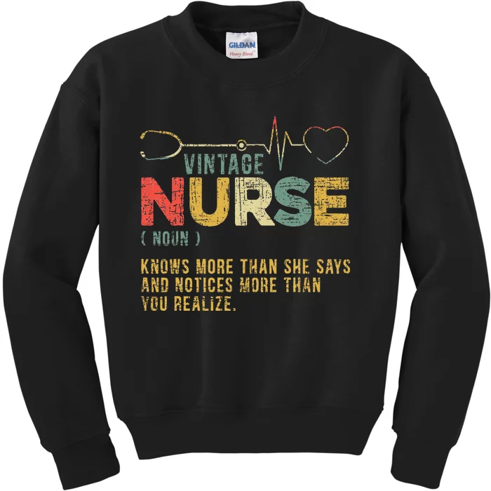 Vintage Nurse Definition Hospital Medical Registered Kids Sweatshirt