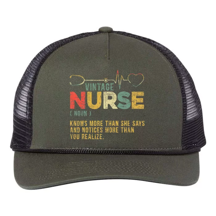 Vintage Nurse Definition Hospital Medical Registered Retro Rope Trucker Hat Cap