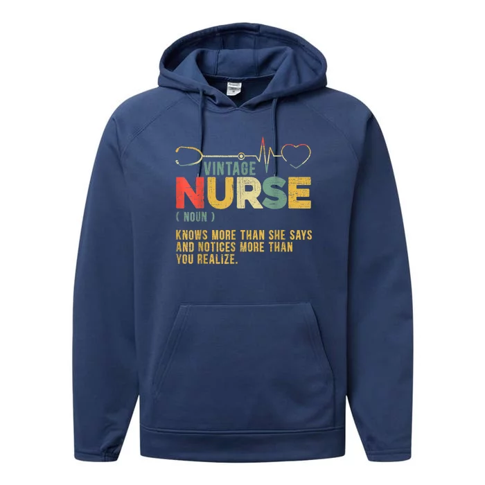 Vintage Nurse Definition Hospital Medical Registered Nursing Performance Fleece Hoodie