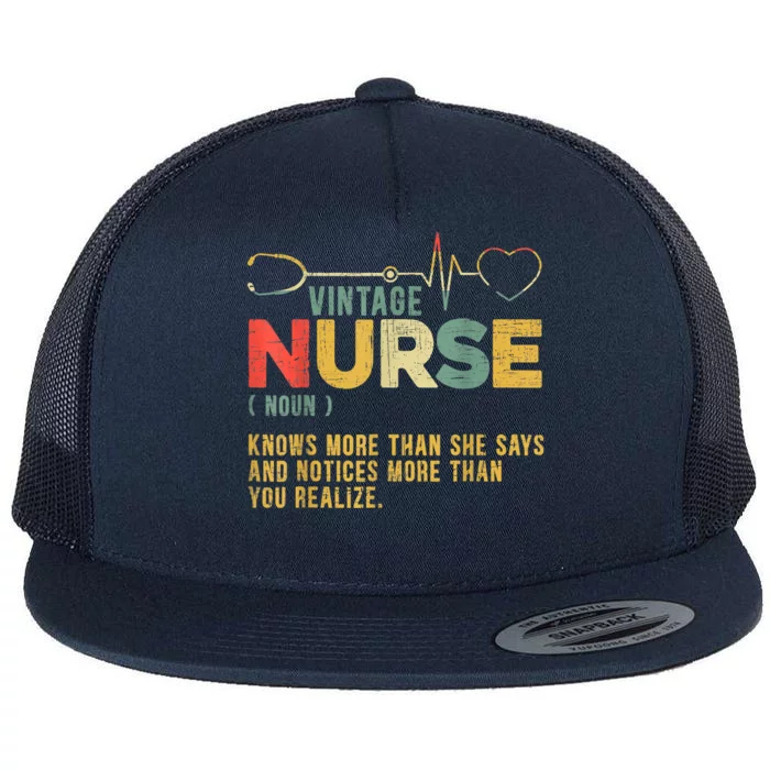 Vintage Nurse Definition Hospital Medical Registered Nursing Flat Bill Trucker Hat