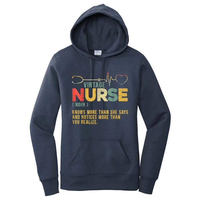 Vintage Nurse Definition Hospital Medical Registered Nursing Women's Pullover Hoodie