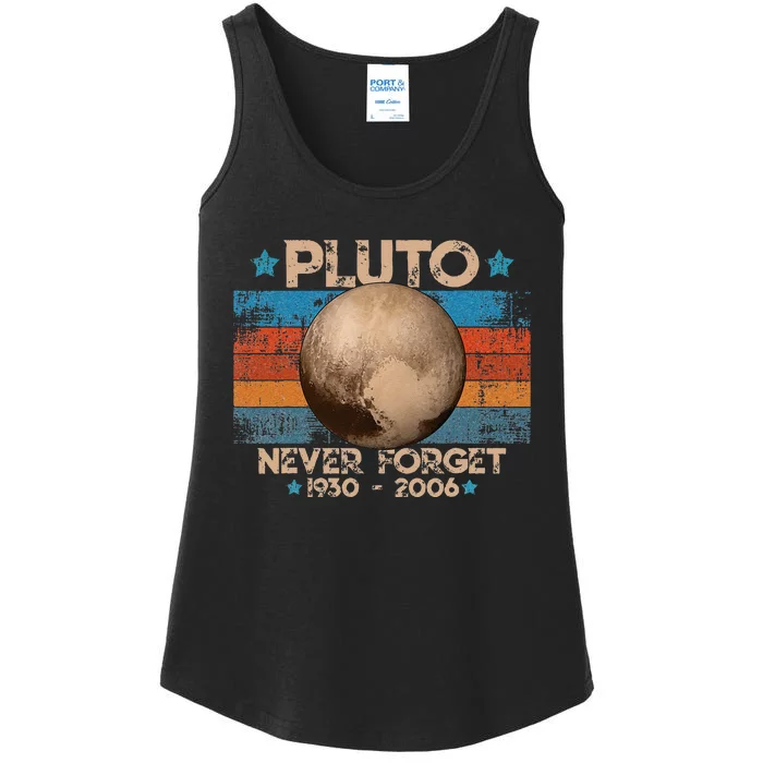 Vintage Never Forget Pluto Nerdy Astronomy Space Science Ladies Essential Tank