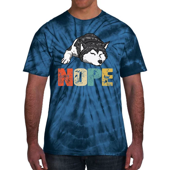 Vintage Nope Funny Siberian Husky Dog Lover Tie-Dye T-Shirt