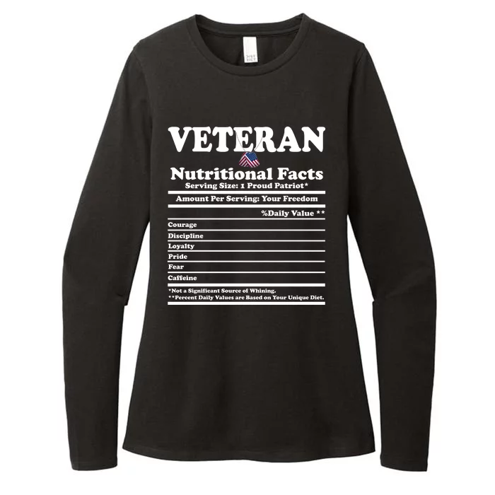 Veteran Nutritional Facts Proud Patriot Womens CVC Long Sleeve Shirt