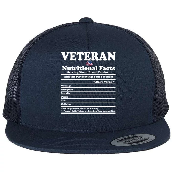 Veteran Nutritional Facts Proud Patriot Flat Bill Trucker Hat