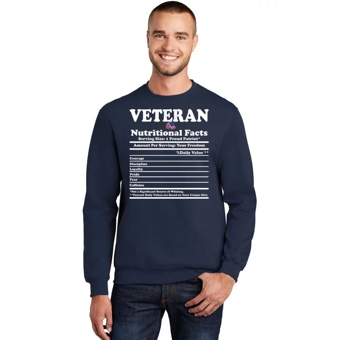 Veteran Nutritional Facts Proud Patriot Tall Sweatshirt