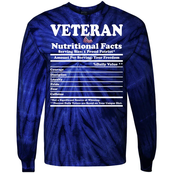 Veteran Nutritional Facts Proud Patriot Tie-Dye Long Sleeve Shirt