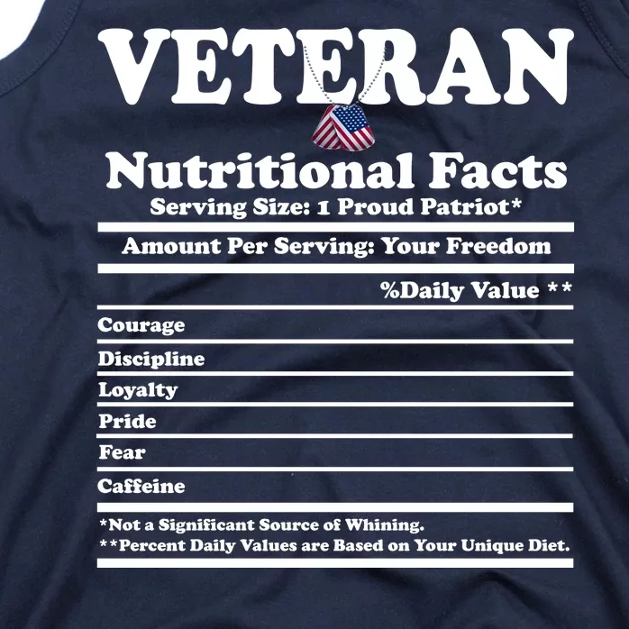 Veteran Nutritional Facts Proud Patriot Tank Top