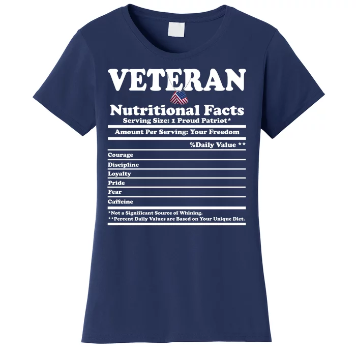 Veteran Nutritional Facts Proud Patriot Women's T-Shirt