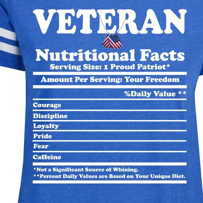 Veteran Nutritional Facts Proud Patriot Enza Ladies Jersey Football T-Shirt