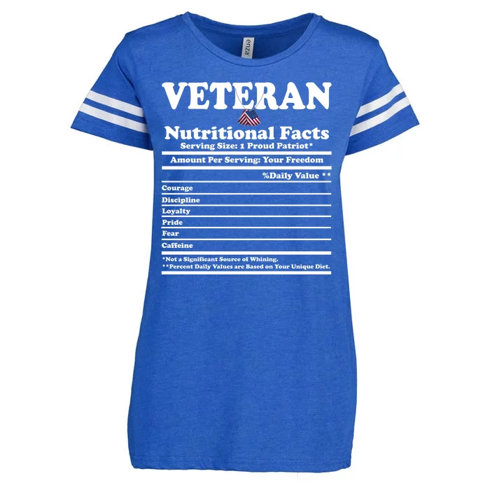 Veteran Nutritional Facts Proud Patriot Enza Ladies Jersey Football T-Shirt