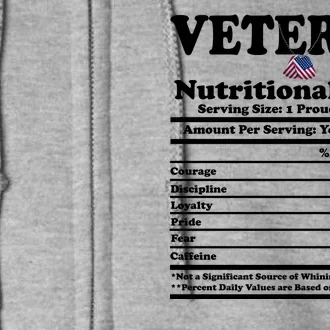 Veteran Nutritional Facts Proud Patriot Full Zip Hoodie