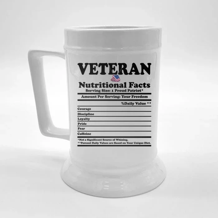 Veteran Nutritional Facts Proud Patriot Front & Back Beer Stein