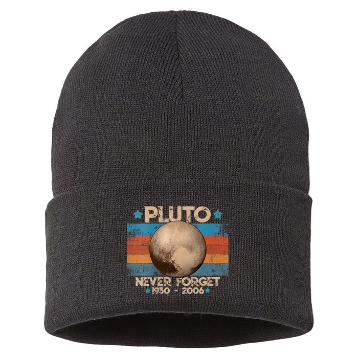 Vintage Never Forget Pluto Nerdy Astronomy Space Science Gift Sustainable Knit Beanie