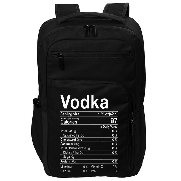 Vodka Nutrition Facts Thanksgiving Gifts Drinking Costume Impact Tech Backpack