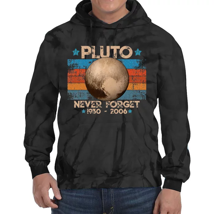 Vintage Never Forget Pluto Nerdy Astronomy Space Science Tie Dye Hoodie