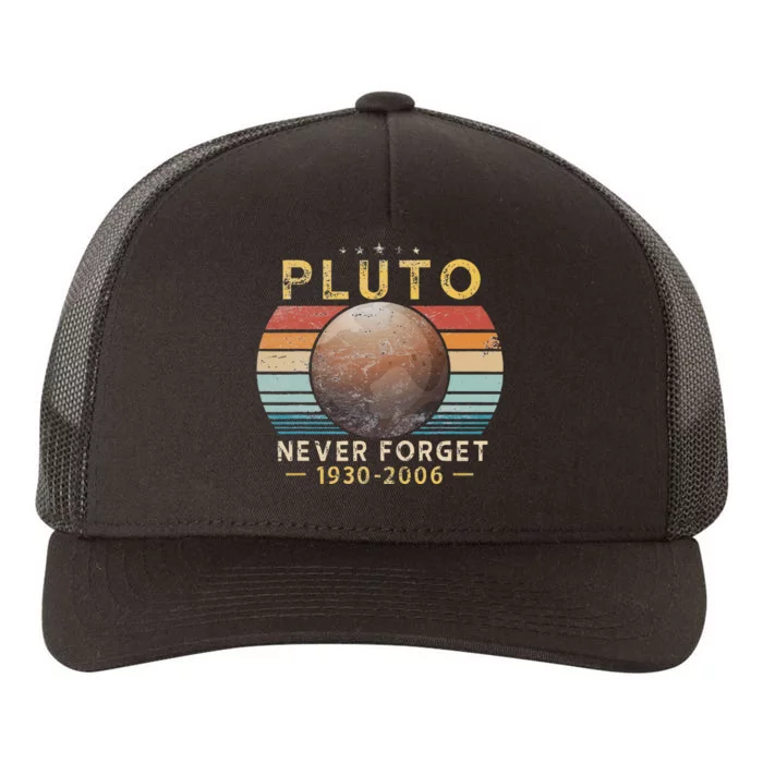 Vintage Never Forget Pluto Funny Space Science Lover Yupoong Adult 5-Panel Trucker Hat