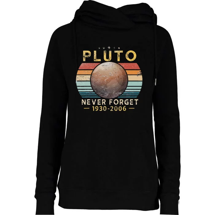 Vintage Never Forget Pluto Funny Space Science Lover Womens Funnel Neck Pullover Hood