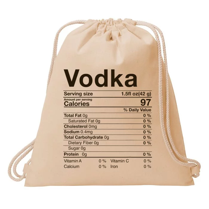 Vodka Nutrition Facts Thanksgiving Gifts Drinking Costume Drawstring Bag