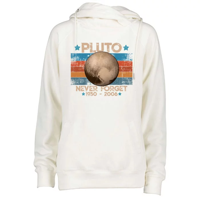 Vintage Never Forget Pluto Nerdy Astronomy Space Science Meaningful Gift Womens Funnel Neck Pullover Hood