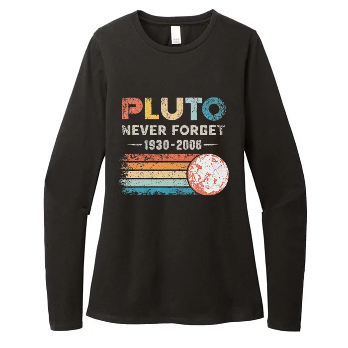 Vintage Never Forget Pluto Funny Retro Astronomy Space Womens CVC Long Sleeve Shirt