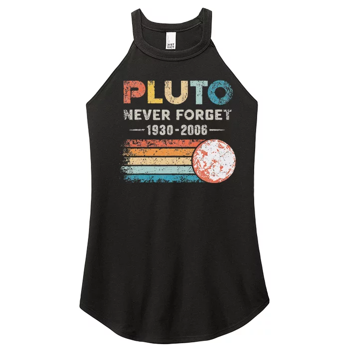 Vintage Never Forget Pluto Funny Retro Astronomy Space Women’s Perfect Tri Rocker Tank