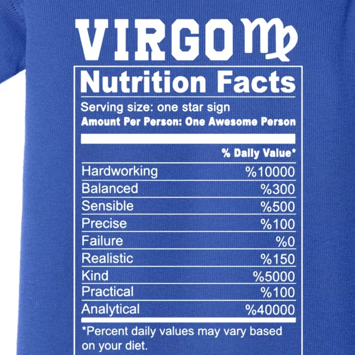 Virgo Nutrition Facts Cool Gift Baby Bodysuit