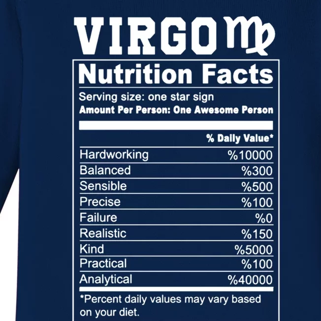 Virgo Nutrition Facts Cool Gift Baby Long Sleeve Bodysuit