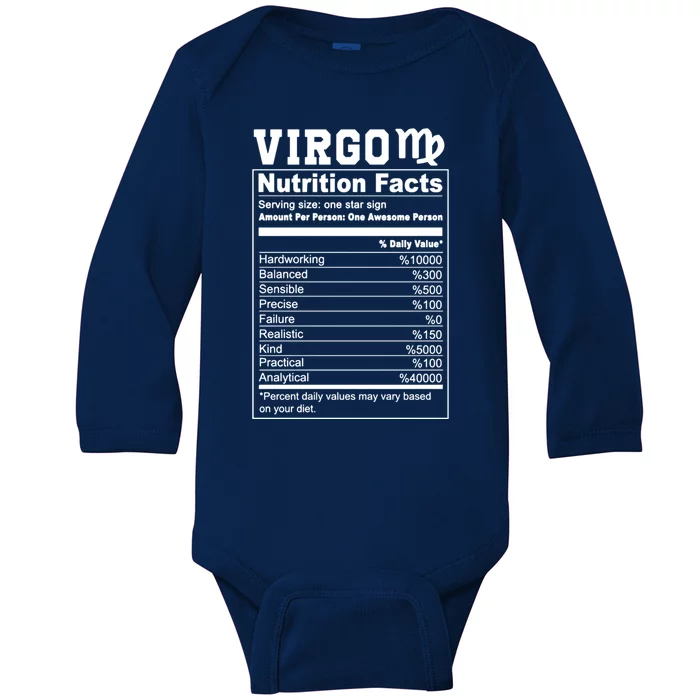 Virgo Nutrition Facts Cool Gift Baby Long Sleeve Bodysuit