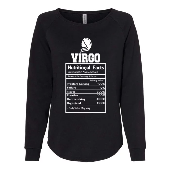 Virgo Nutritional Facts Horoscope Zodiac Astrology Sign Gift Womens California Wash Sweatshirt