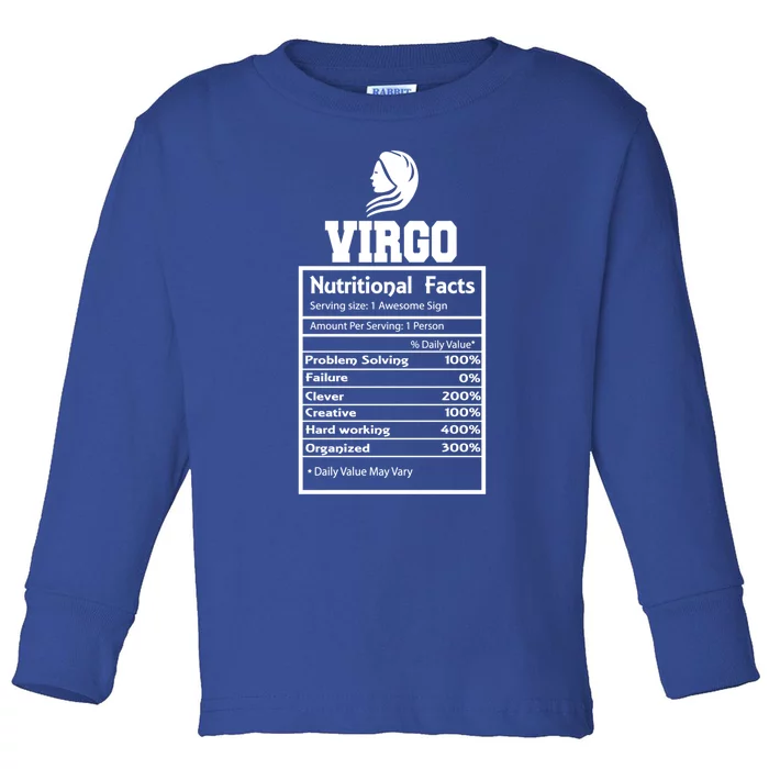 Virgo Nutritional Facts Horoscope Zodiac Astrology Sign Gift Toddler Long Sleeve Shirt