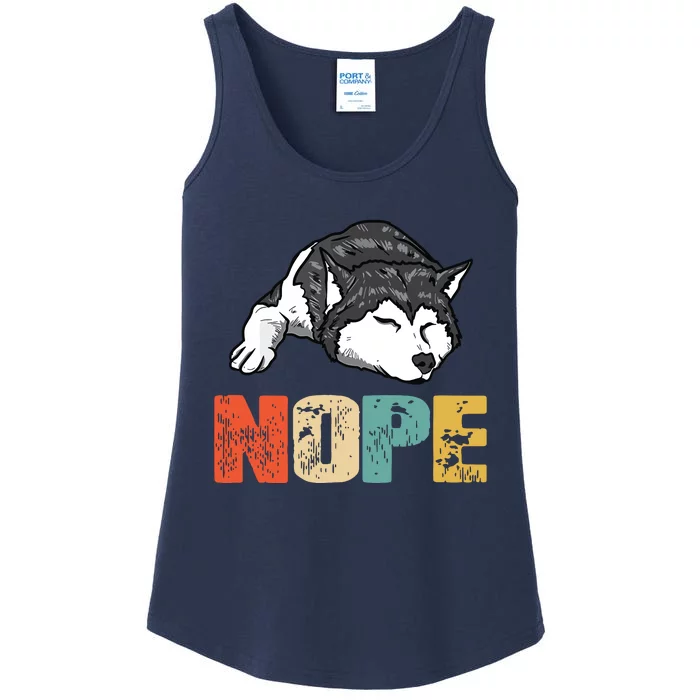 Vintage Nope Funny Siberian Husky Dog Lover Ladies Essential Tank