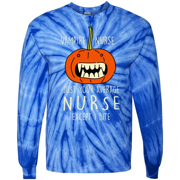 Vampire Nurse Halloween Nursing Scary Rn Pumpkin Funny Great Gift Tie-Dye Long Sleeve Shirt