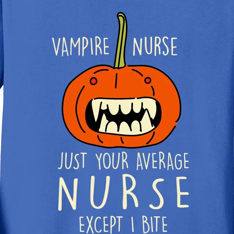 Vampire Nurse Halloween Nursing Scary Rn Pumpkin Funny Great Gift Kids Long Sleeve Shirt