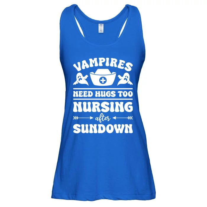 Vampires Need Hugs Too Nursing After Sundown Nurse Gift Ladies Essential Flowy Tank