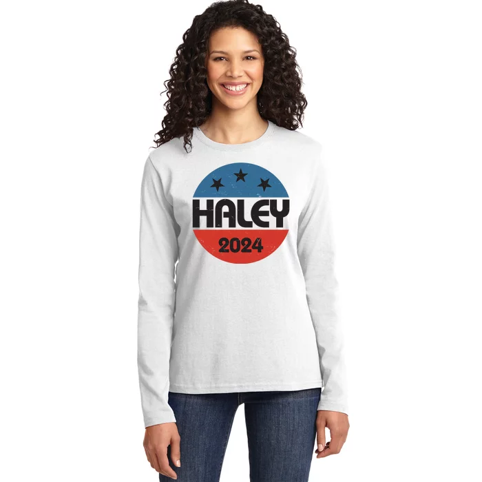 Vintage Nikki Haley For President 2024 Election Ladies Long Sleeve Shirt