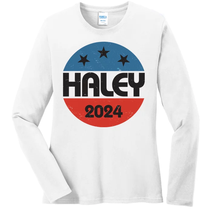 Vintage Nikki Haley For President 2024 Election Ladies Long Sleeve Shirt