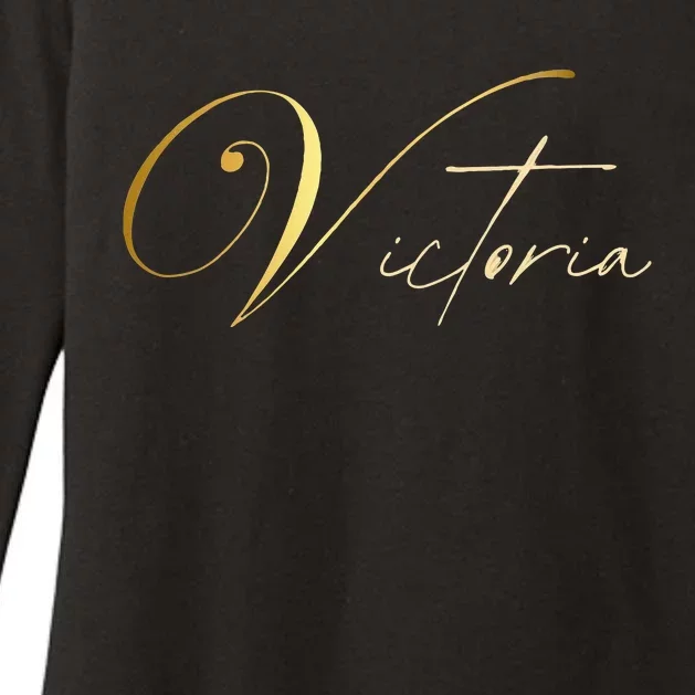 Victoria Name In Elegant Golden Letters Womens CVC Long Sleeve Shirt